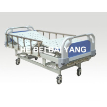 (A-47) Lit d&#39;hôpital manuel à trois fonctions mobile avec tête de lit ABS